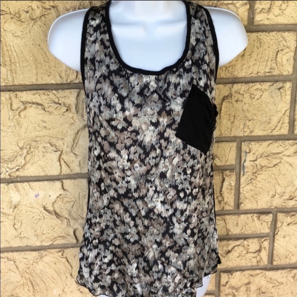 Animal print tank Tunic top razor Black White
